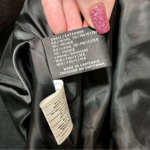 Via Spiga Black Wool Fit & Flare Skating Peacoat Dressy Winter Pea Coat XS 2 - Picture 10 of 10